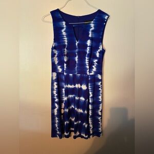 Connected Apparel Blue & White Sleeveless Dress – Size 12, Excellent Condition